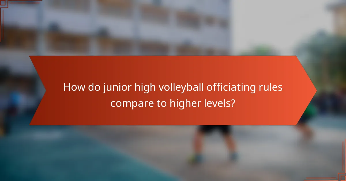 How do junior high volleyball officiating rules compare to higher levels?