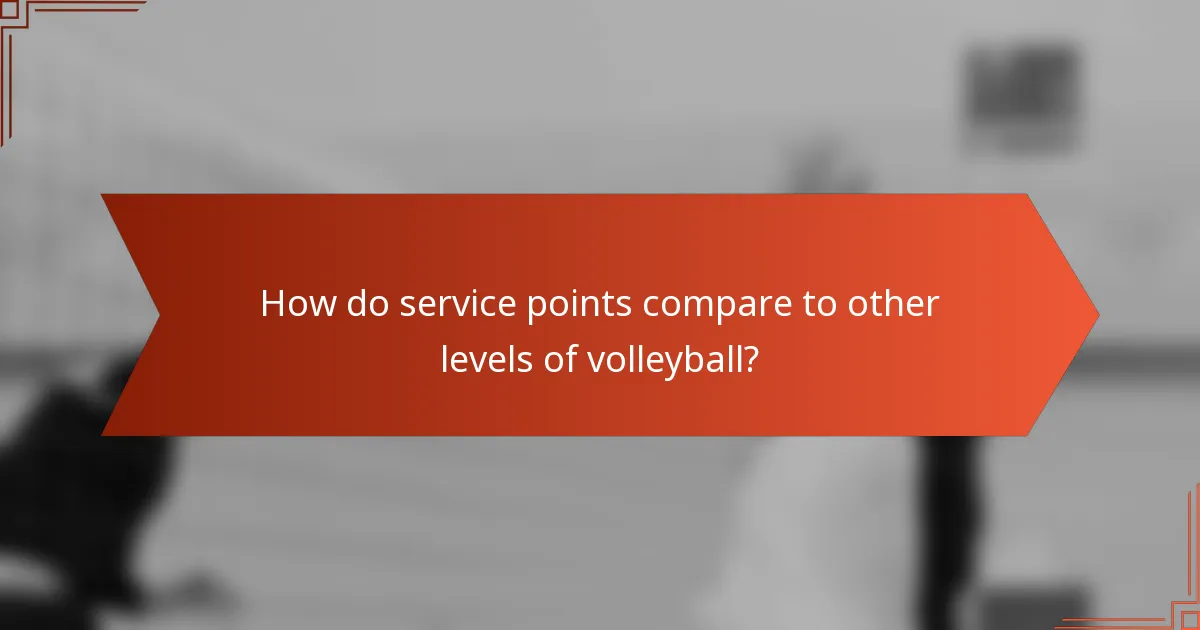 How do service points compare to other levels of volleyball?