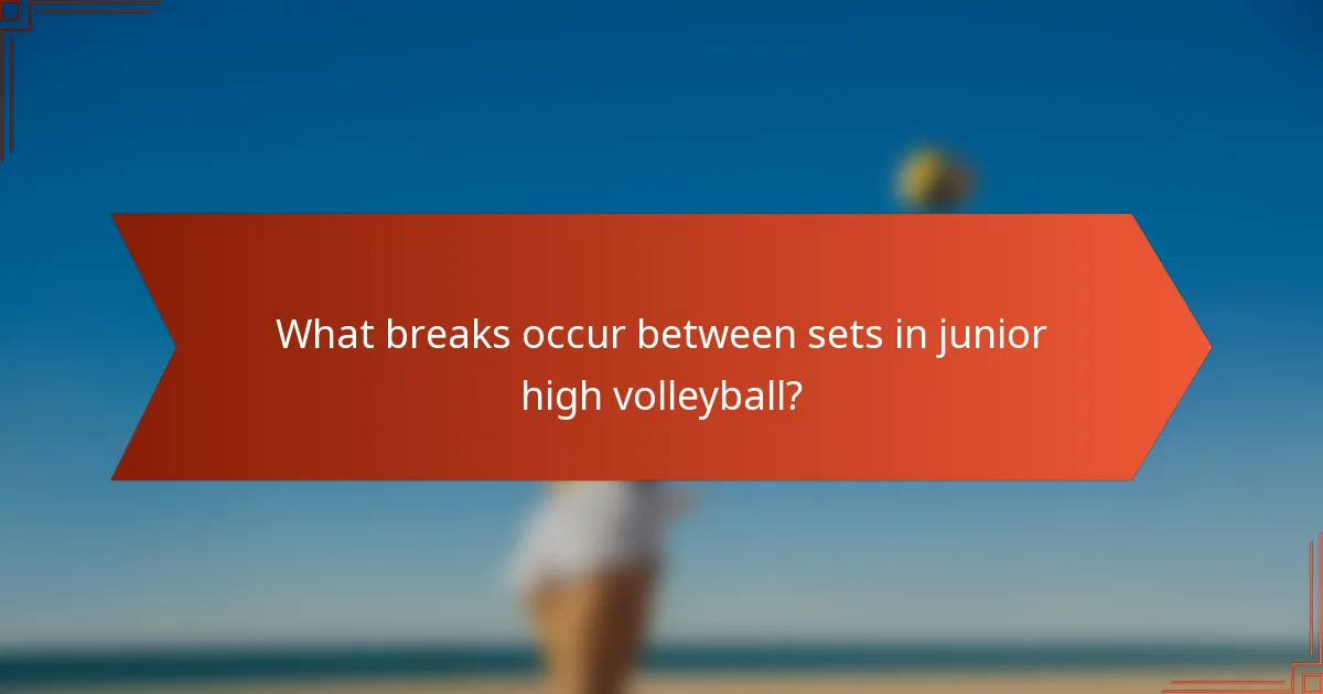 What breaks occur between sets in junior high volleyball?