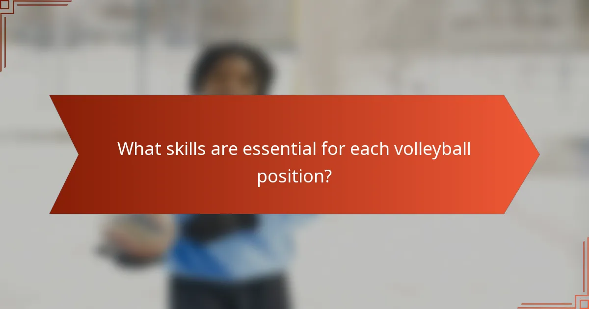 What skills are essential for each volleyball position?